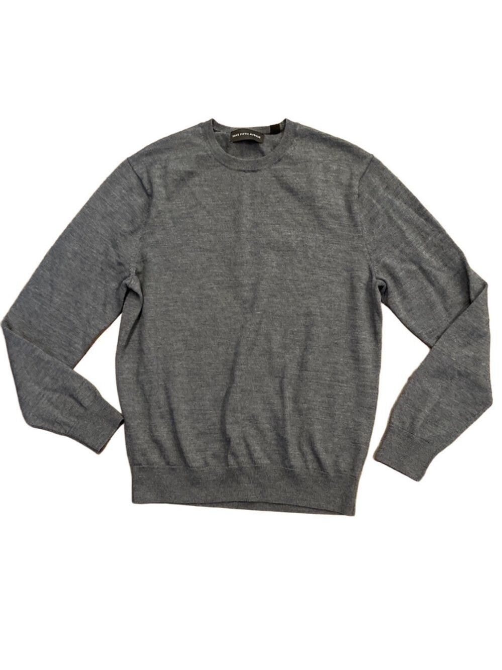 Sak’s Fifth Avenue Sz L women’s gray wool blend crew neck long sleeve sweater